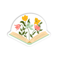 Floral Open Book Vinyl Sticker