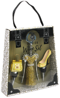 White & Gold Leopard Wine Fashion Set