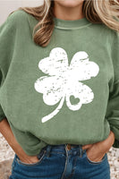 (Pre-Order) Distressed Clover Print St Patricks Ribbed Sweatshirt