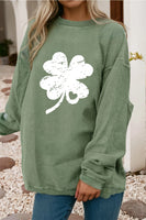 (Pre-Order) Distressed Clover Print St Patricks Ribbed Sweatshirt