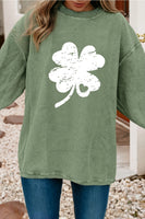 (Pre-Order) Distressed Clover Print St Patricks Ribbed Sweatshirt