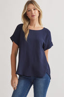 Navy Scoop Neck Top