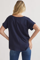 Navy Scoop Neck Top