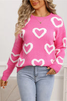 Chenille Heart Print Sweater