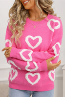 Chenille Heart Print Sweater