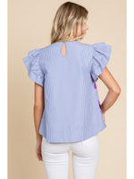 Striped Flower Print Top