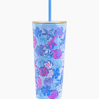 Lilly Pulitzer Tumbler with Straw - Bahamas Beachcomber