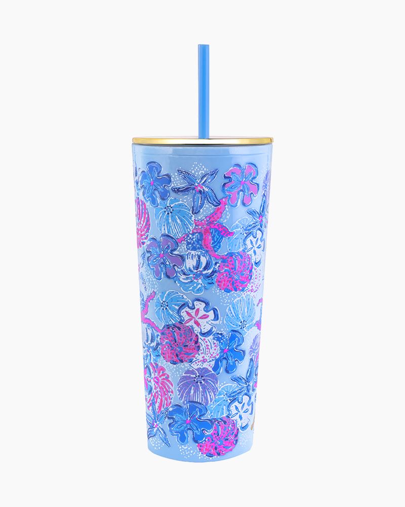 Lilly Pulitzer Tumbler with Straw - Bahamas Beachcomber