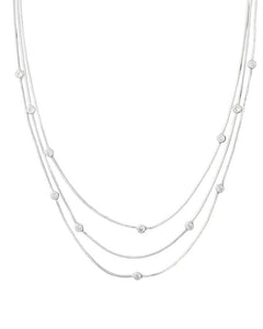 3 Strand Necklace with CZ Stations