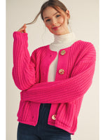Hot Pink Button Down Cardigan
