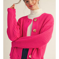 Hot Pink Button Down Cardigan