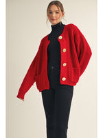 Red Button Down Cardigan
