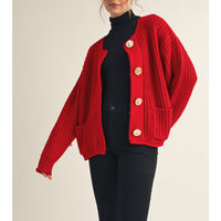 Red Button Down Cardigan