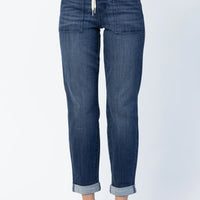 HW Pull On Double Cuff Joggers - Dark Wash