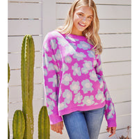 Flower Print Knit Pullover Sweater