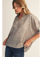 Snakeskin Print Short Sleeve Top

