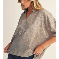 Snakeskin Print Short Sleeve Top