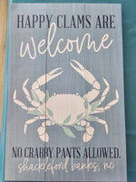 Happy Clams- Shackleford Banks Slat Sign
