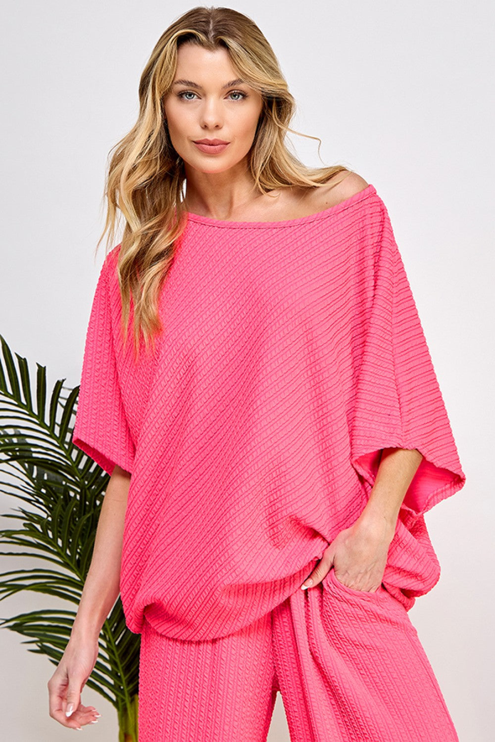 Textured Cuff Sleeve Blouse (Matching Sets)
