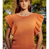 Knit Ruffle Sleeve Lightweight Sweater