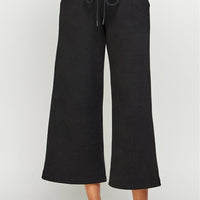Textured Cropped Wide Pants