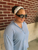 Kathryn Striped Button Up Shirt- Blue
