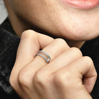 FINAL SALE Pandora Signature Logo & Pavé Double Band Ring
