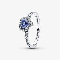 Pandora Blue Sparkling Elevated Heart Ring