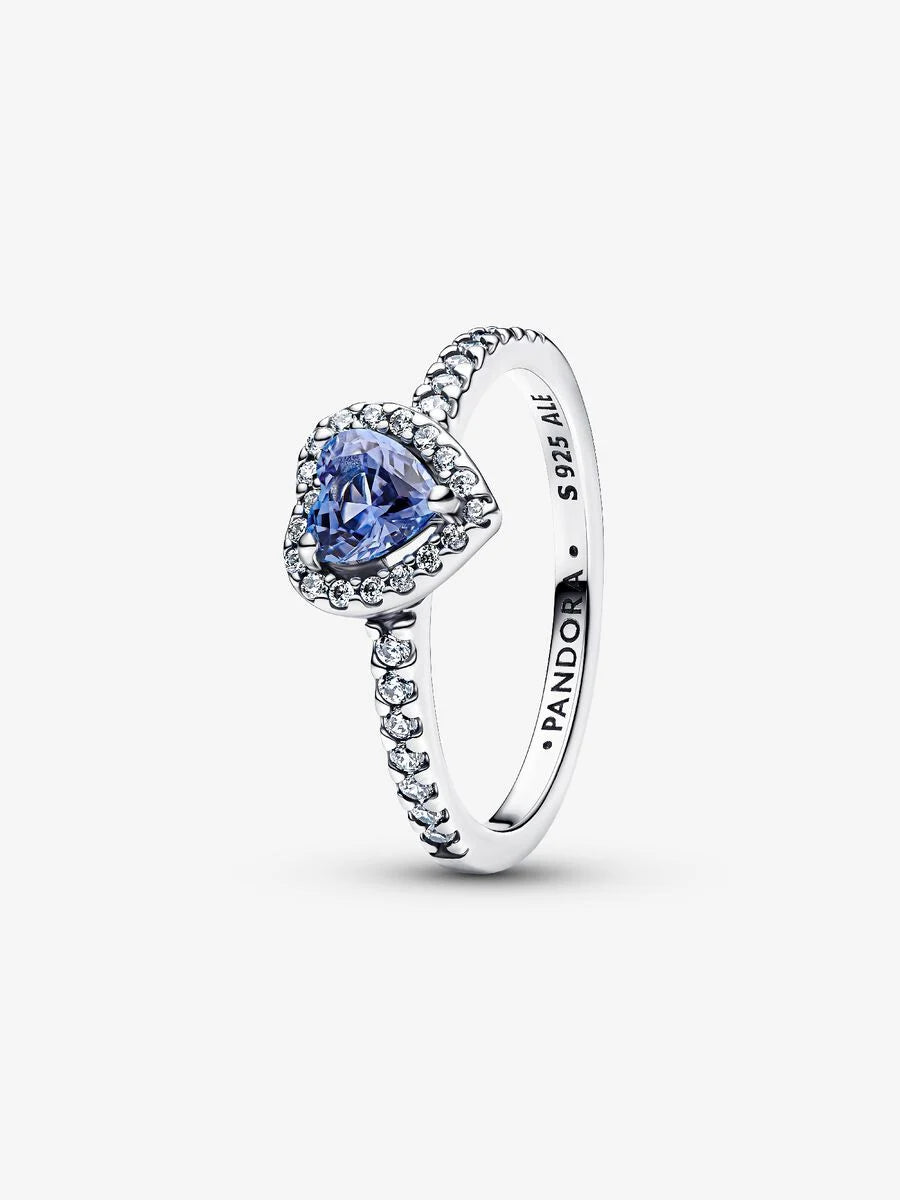 Pandora Blue Sparkling Elevated Heart Ring