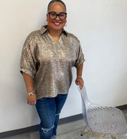 Snakeskin Print Short Sleeve Top
