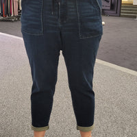 HW Pull On Double Cuff Joggers - Dark Wash