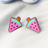 Pink Watermelon Stud Earrings