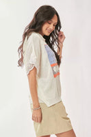 American Flag Lace Short Sleeve Hoodie
