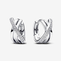 Pandora Crossover Pavé Hoop Earrings