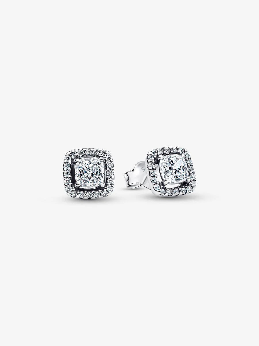 Pandora Square Halo Stud Earrings