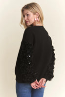 Shag Sequin Sleeve Sweater

