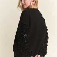 Shag Sequin Sleeve Sweater