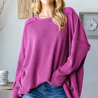 Magenta Long Sleeve Urban Ribbed Top