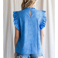 Dot Print Smocked Short Sleeve Top