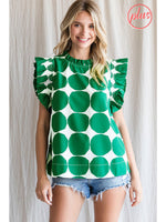 Sleeveless Ruffle Dot Pattern Top
