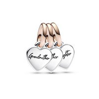 Pandora Two-tone Splittable Family Generation of Hearts TRIPLE Dangle Charm