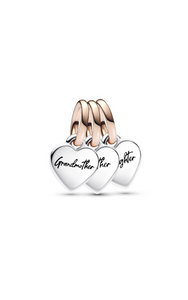 Pandora Two-tone Splittable Family Generation of Hearts TRIPLE Dangle Charm