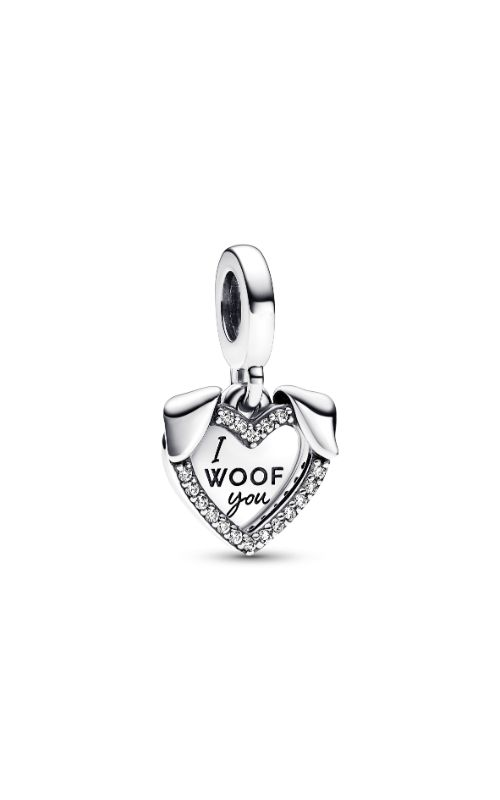 FINAL SALE Pandora Heart & Dog Double Dangle Charm