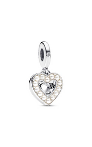 Pandora Pearlescent White Heart Double Dangle Charm