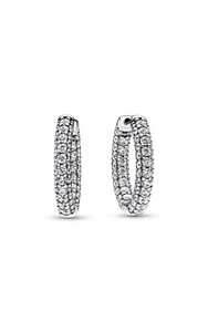Pandora Timeless Pave Single-row Hoop Earrings