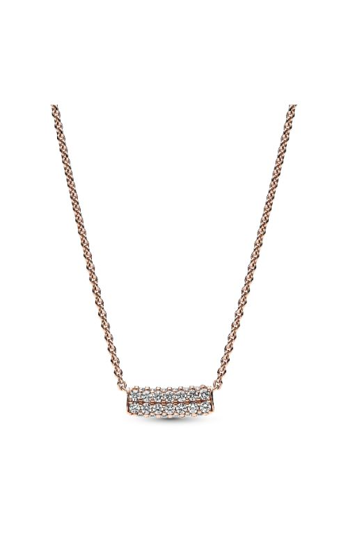 Rose Pandora Timeless Pave Double-row Bar Collier Necklace 45cm
