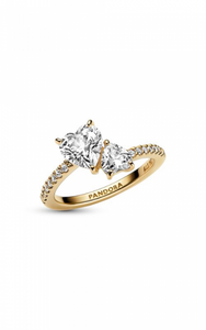 Pandora Double Heart Sparkling Ring