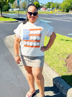 American Flag Lace Short Sleeve Hoodie
