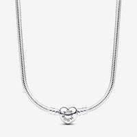 Pandora Moments Heart Clasp Snake Chain Necklace