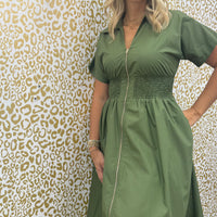 Olive Me Short Sleeve Midi Dress
